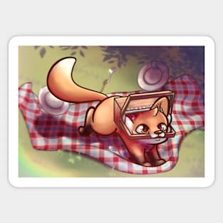 Red fox stealing a picnic Sticker